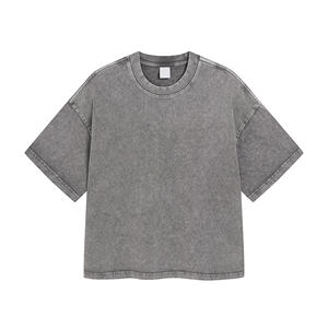 Snow Wash Basic Boxy Tee Streetwear Recortada Manga corta Desgastada - Product Image 1