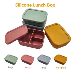 실리콘 뚜껑이있는 도매 직사각형 3 구획 실리콘 도시락 상자 전자 레인지 도시락 - Product Image 3