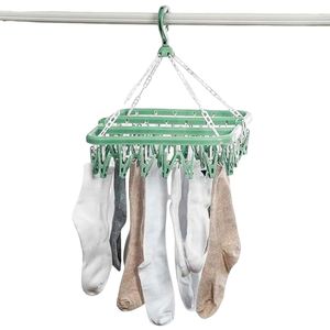 Séchoir à linge pliable à 32 pinces pour vêtements d'enfants et d'adultes, étendoir en plastique coupe-vent pour chaussettes et sous-vêtements, cintre pour vêtements d'enfants - Product Image 5