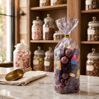 Pochettes personnalisées transparentes à fond plat en OPP et à fond plié |   Sacs en cellophane autoportants avec base en carton pour aliments et bonbons