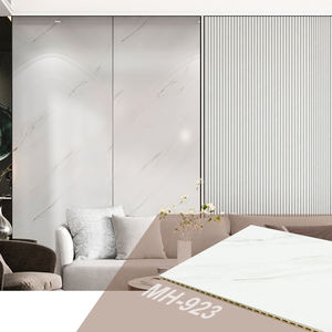 Installation facile décor intérieur motif de pierre de <span class=keywords><strong>marbre</strong></span> plaque murale en Fiber de bois de bambou enduit de PVC panneau de fond de télévision panneau mural creux WPC - Product Image 1