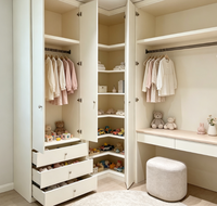 Système de dressing modulaire, armoire d'angle moderne blanche, armoire de rangement personnalisée pour chambre à coucher