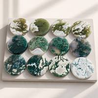 Tranches rondes d'agate mousse naturelle en gros, pierres de guérison en cristal poli de haute qualité pour la décoration intérieure et les cadeaux