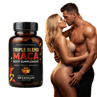 Complément de Maca Bio Triple Mélange en Gros Marque Privée OEM 1500mg Capsules de Maca Noire Rouge Jaune Énergie Masculine Adulte