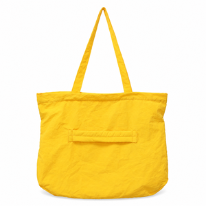 Sac de courses pliable en nylon jaune avec logo personnalisé, pochette zippée, léger, réutilisable, grande capacité, vente en gros d'usine - Product Image 2