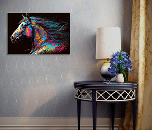 Hiện Đại Kết Cấu Lớn Tùy Chỉnh Trừu Tượng Pop Nghệ Thuật Động Vật Ngựa Handmade Vải Trang Trí Nội Thất Bức Tường Sơn Dầu Cho Phòng Khách - Product Image 2