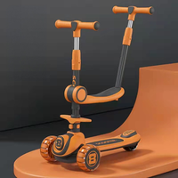 Trottinette pour enfants de haute qualité 2 en 1 avec siège pliable, 3 roues, hauteur réglable, roues lumineuses, trottinette pour tout-petits, filles et garçons