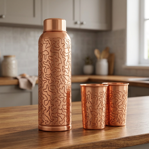 Juego de Botellas de Agua de Cobre Ecológicas Certificadas, con Revestimiento Anticorrosión, Diseño Martillado, en Caja de Regalo Personalizada - Product Image 3