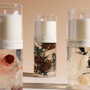 Candela Unica in Cera Gel Private Label all'Ingrosso Candela Artigianale Aromatica in Cera Gel di Soia con Fiori Veri Essiccati - Product Image 1