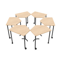 Mobilier scolaire Table de conférence scolaire Bureau de classe collaboratif Bureau à hauteur fixe pour activités multiples avec roues mobiles