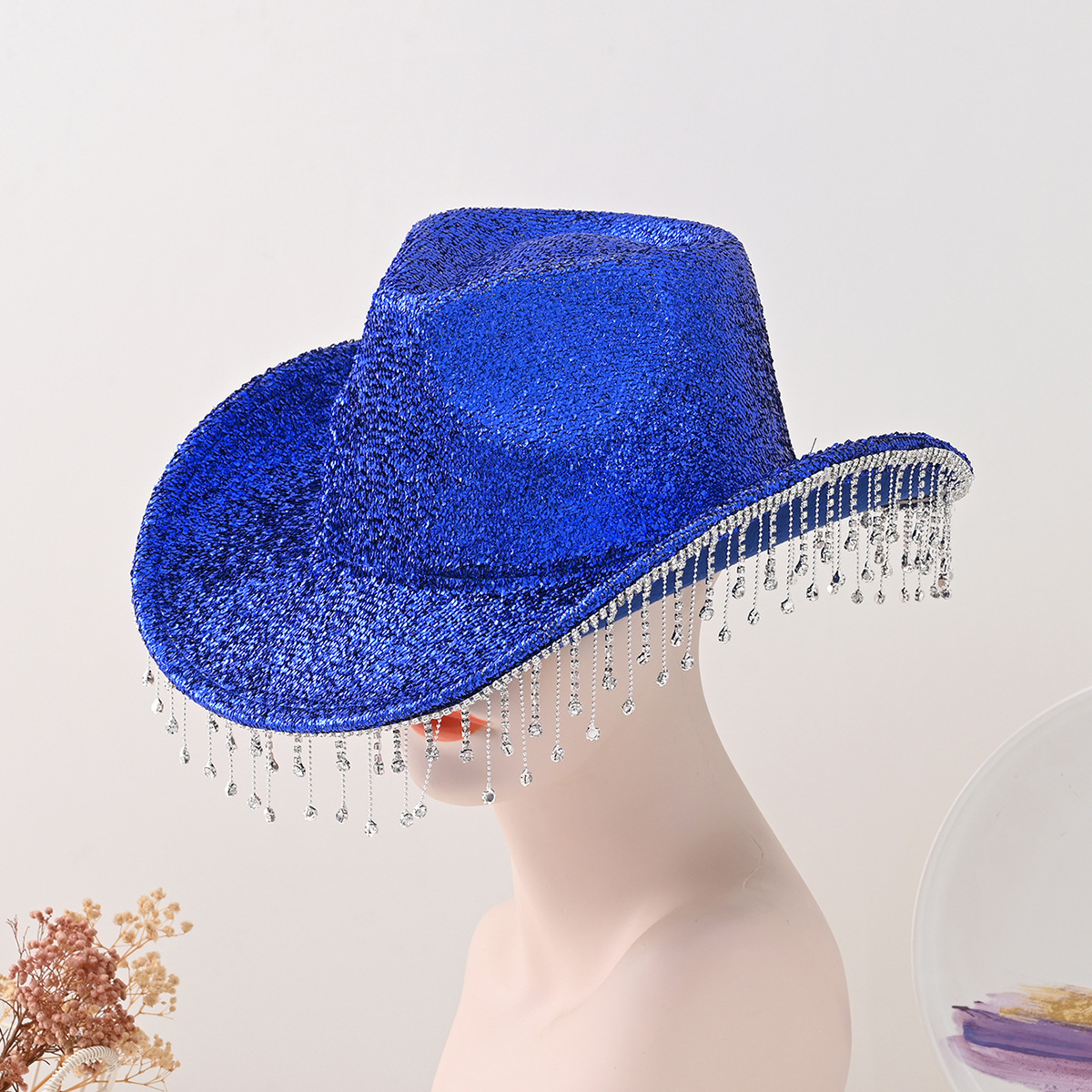 8974 Western Cowboy Hat For Women And Men Wide Brim Glitter Cowboy Cowgirl Hat SUXINRY Cowboy Hat Women Rhinestones Cowgirl Hat Glitter  main image 2