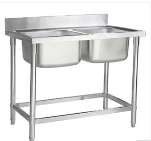 VICTORY KITCHEN 304 201 Éviers en acier inoxydable-avec base-Évier de cuisine en inox 2 bassins Équipement de restaurant pour autre hôtel - Product Image 2
