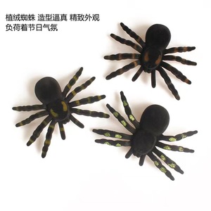 Araña flocada de plástico suave para decoración de Halloween, accesorio para interiores, ideal para la preparación de fiestas. - Product Image 3