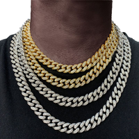 Chaînes à maillons hip-hop pour hommes de 13 mm, chaîne en or, ensemble de colliers entièrement sertis de diamants