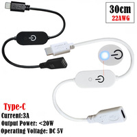 Contrôleur de variateur tactile USB 3.1 Type-C avec indicateur lumineux bleu, fonction mémoire, sans scintillement pour bandes LED