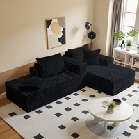 Canapé d'angle trois places en tissu compressé rembourré, garnissage en éponge pure, emballé en carton – Idéal pour l'école, vente en gros directe usine