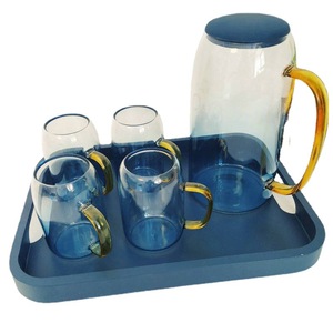 Ensemble de service de boissons YZJMUJO, mugs en verre, pichet, plateau, cadre doré, couleur Morandi, pour la maison, l'hôtel, le restaurant - Product Image 5