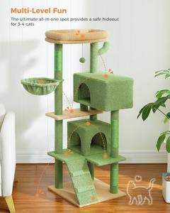 Torre para Gatos de 56.2 Pulgadas con Múltiples Niveles para Interiores, con Hamaca, Postes para Rascar y 2 Casas - Product Image 4
