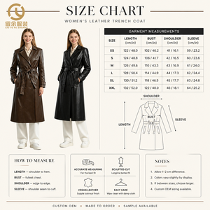Cappotti <span class=keywords><strong>Trench</strong></span> Vintage di Alta Qualità OEM per <span class=keywords><strong>Donna</strong></span>, Extra Lunghi in <span class=keywords><strong>Ecopelle</strong></span>, Abbigliamento Autunnale con Fodera in Poliestere, Tinta Unita - Product Image 4