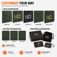 Cartera de Cuero Verde Oliva Personalizada para Hombre, para la Oficina y el Viaje, con Bolsillo para el Pulgar y Almacenamiento Delgado con Múltiples Ranuras, ODM