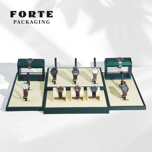 Forte lujo joyería pantalla Mdf microfibra reloj soporte azul hombres reloj pantalla moda lujo mujer reloj pantalla - Product Image 4