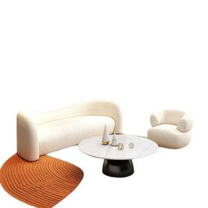 Sofá Curvo Irregular Color Crema con Relleno de Espuma, Diseño Artístico, Mueble de Sala para Adultos, Niños y Ancianos - Product Image 5