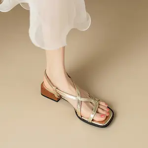 Summer New Style Open Fashion Roman Round Toe Hollow Out Ankle Strap Buckled Women Wedge Sandals