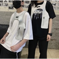 Sac de poitrine unisexe en polyester, style streetwear tendance, avec boutons et rubans, motif locomotive, logo personnalisé, été