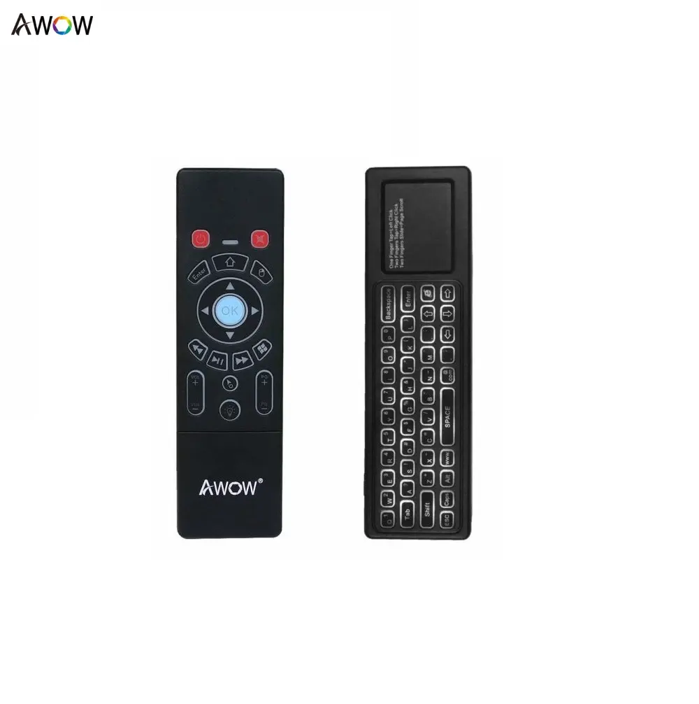 AWOW Mini kablosuz klavye/hava uzaktan kumanda/fare/Touchpad renkli arkadan aydınlatmalı 2.4GHz kablosuz Windows Mini için PC TV ped IPTV