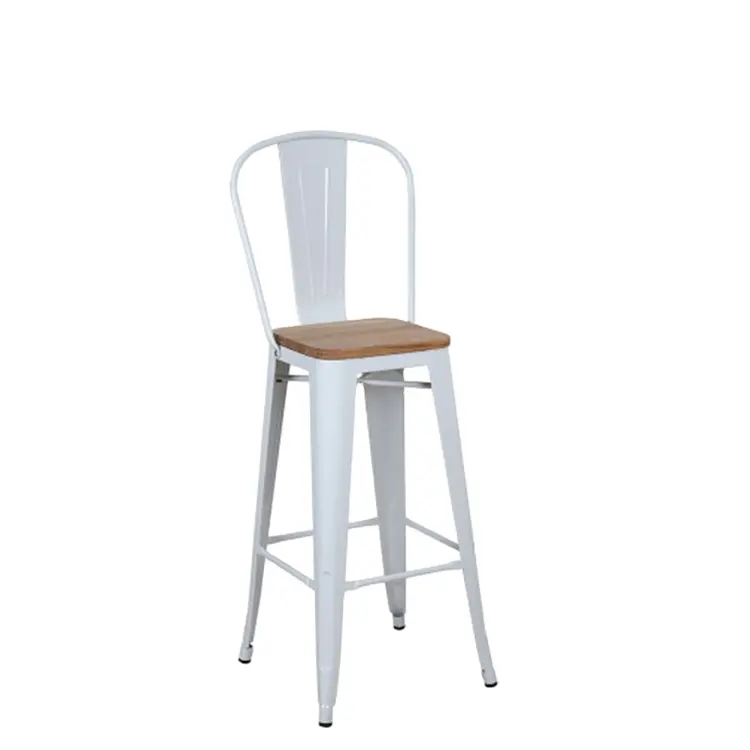 प्रत्यक्ष बिक्री प्राचीन बार मल उच्च कुर्सी, लकड़ी सीट बार कुर्सी, विंटेज धातु बार कुर्सी के साथ लकड़ी सीट