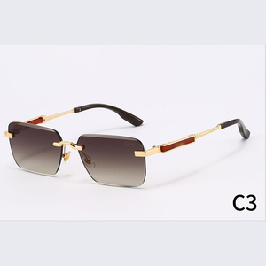 Lunettes de soleil classiques <span class=keywords><strong>Crti</strong></span> Gold, lunettes de marque, lunettes de soleil de luxe, lunettes de soleil de créateur, lunettes en métal sans monture, lunettes anti-UV - Product Image 6