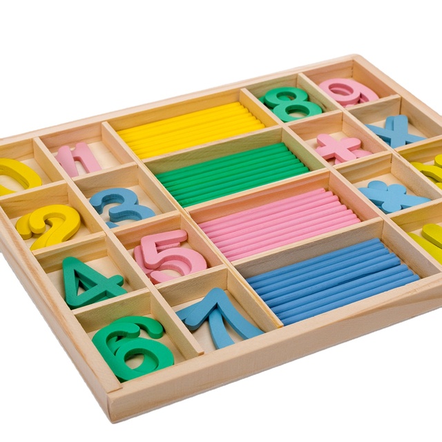 Hot Selling Teaching Aids Digital Counting Sticks Toy Mix Wooden Math Toy for Kids