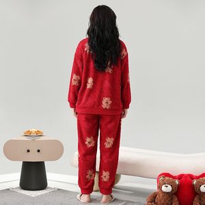 Conjunto de <span class=keywords><strong>Pijama</strong></span> Casual Elegante para <span class=keywords><strong>Mujer</strong></span>, Primavera/Invierno, Cálido, Sudadera de Felpa con Manga Larga, Pantalones con Cintura Elástica, Cierre de Lujo - Product Image 4