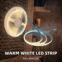 Guirlandes lumineuses LED COB SMD2835 en cuivre flexible, DC12V, 320 LED, 3500K blanc chaud, CRI élevé Ra85, dimmable, IP65 étanche, CE RoHS, 5m