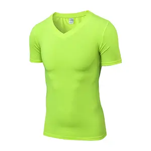 Men Dry Sport Running Athletic T Shirt Quick Dry Gym Fit Running Men's Plain T Shirts White Sports v neck T-Shirt for Men