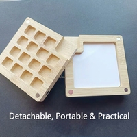 Mini palette de peinture portable en bois pour aquarelle, huile et acrylique, 15 compartiments, pliable, boîte de peinture de voyage, kit de mélange de couleurs, art