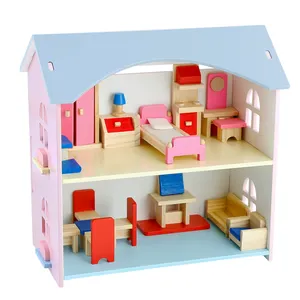 Mainan Rumah Boneka Kayu Merah Muda Ukuran Kecil Penjualan Laris Bentuk Baru Mainan Rumah Boneka Kayu Pink Rumah Mainan Kayu Rumah Boneka Merah Muda