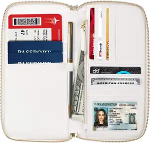 旅行证件组织器-射频识别护照钱包盒家庭夹Id腕带