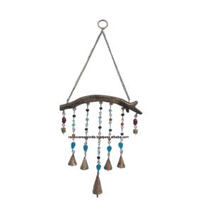 Beaded Brass Wind <b>Chimes</b> for Wedding Party Christmas and Diwali Decoration Polished Metal Windsock With Love Themed <b>Bells</b> - Product Image 1