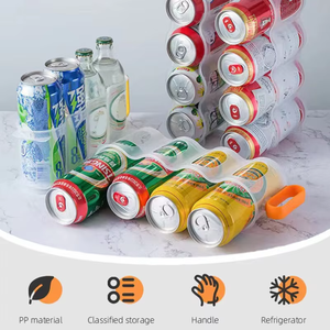 1pcs Eco-Friendly Stackable Plastic Kitchen Fridge Storage Box Beer Soda <b>Drink</b> Can & Bottle Organizer <b>Rack</b> Shelf for Home Use - Product Image 2
