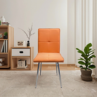 Chaise de salon en PU orange, style moderne, design en grille, dossier confortable, rembourrée, pour salon, chambre à coucher, hôtel