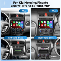 Hikity pour Kia Morning/Picanto 2007/EURO STAR 2001-2011 9 ''4 + 64G Autoradio sans fil CarPlay/Android Auto GPS Piano Key OEM ODM