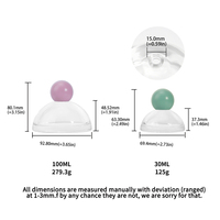 Bouteille en verre transparente en forme de dôme de 100 ml (279,3 g) avec bouchon à bille rose pour parfum d'intérieur