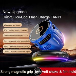 D3 15W Magnetischer Auto-Handyhalter Kabelloses Ladegerät mit <span class=keywords><strong>TEC</strong></span> + Lüfterkühlung 360° °   Rotierende Coole RGB-Lichter Schnell-Ladestation für Smartphones - Product Image 2