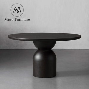 Juego de Mesa y Sillas Redondas de Madera de Nogal Profundo para Villa o Penthouse Contemporánea, Mesa de Comedor de Madera para <span class=keywords><strong>Restaurante</strong></span> de 6 a 8 Plazas - Product Image 5