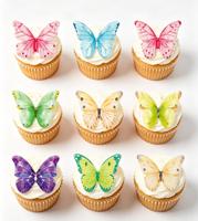 Décorations de gâteau écologiques en forme de papillons comestibles, 50 pièces, pour anniversaire, baptême, mariage, décorations de cupcakes