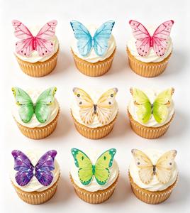 친환경 식용 나비 케이크 토퍼 50개 생일 세례식 결혼식 컵케이크 장식용 - Product Image 3