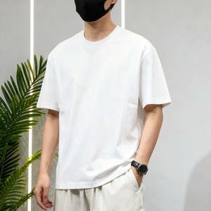 เสื้อยืดแขนสั้นผู้ชาย สีพื้น ระบายอากาศได้ดี ต้านเชื้อแบคทีเรีย ทรงหลวม วัยรุ่นใส่ได้ สีเทา สีดำ สีขาว สีกาแฟ สีเบจอ่อน - Product Image 4