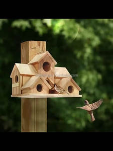Houten Vogelhuisjes Voor Buiten Met Paal Houten Vogelhuisje Hangende Vogelhuisopruiming Tuin Landhuisjes - Product Image 2