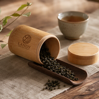 Boîte en bambou naturel de qualité supérieure avec logo personnalisé, boîte cylindrique en bois durable pour le thé, boîte-cadeau professionnelle, emballage